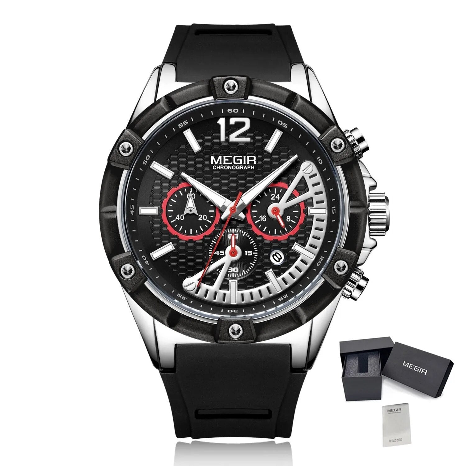 MEGIR Fashion Men Watches Silicone Strap Sport Military Watch Chronograph Waterproof Male Wristwatch Clock Montre Homme 2083