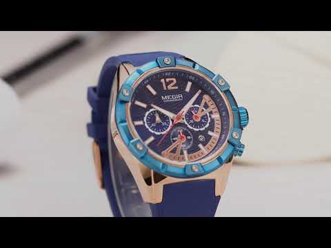 MEGIR Fashion Men Watches Silicone Strap Sport Military Watch Chronograph Waterproof Male Wristwatch Clock Montre Homme 2083